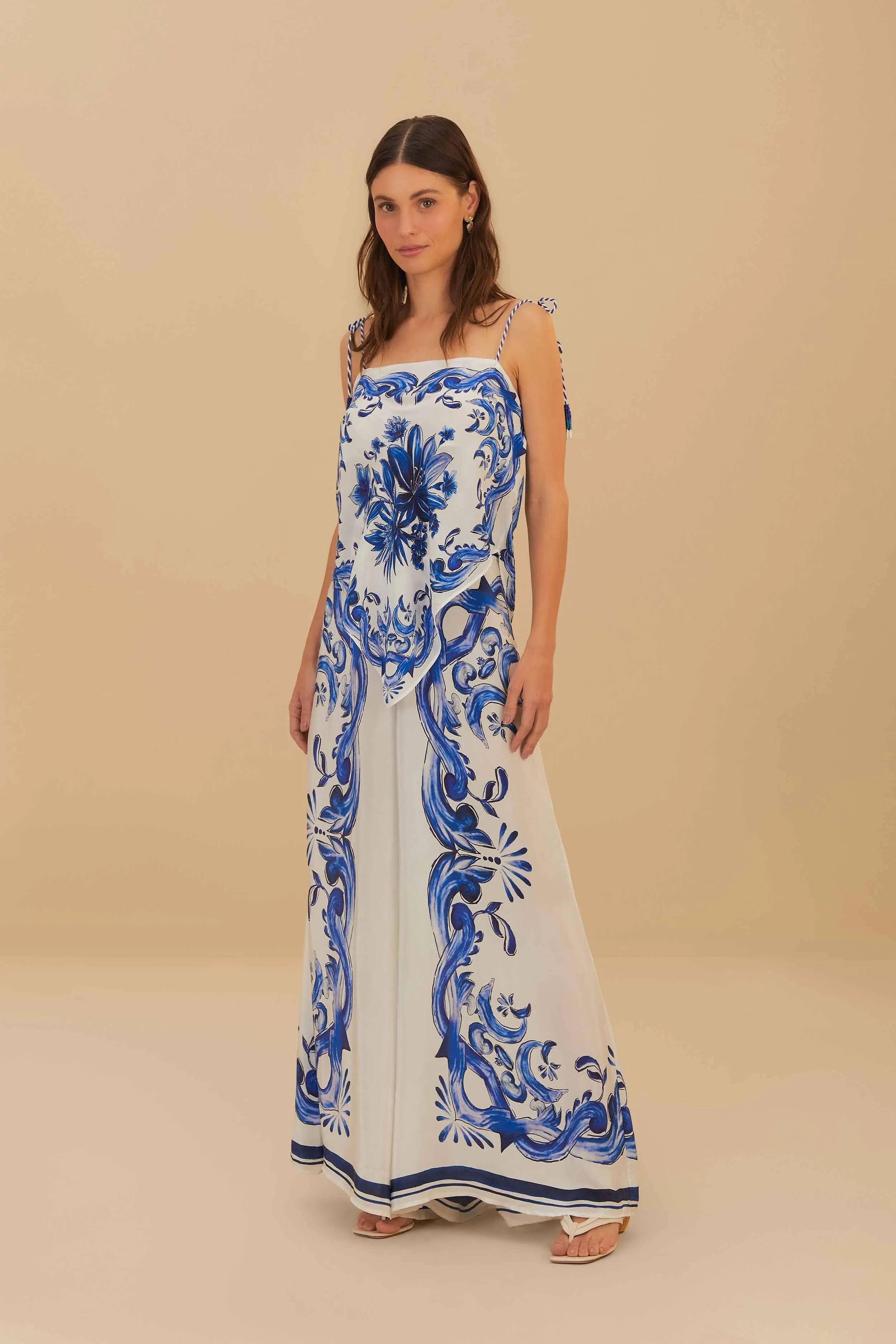 Stylish Waistband Off-White Garden Tiles Pants