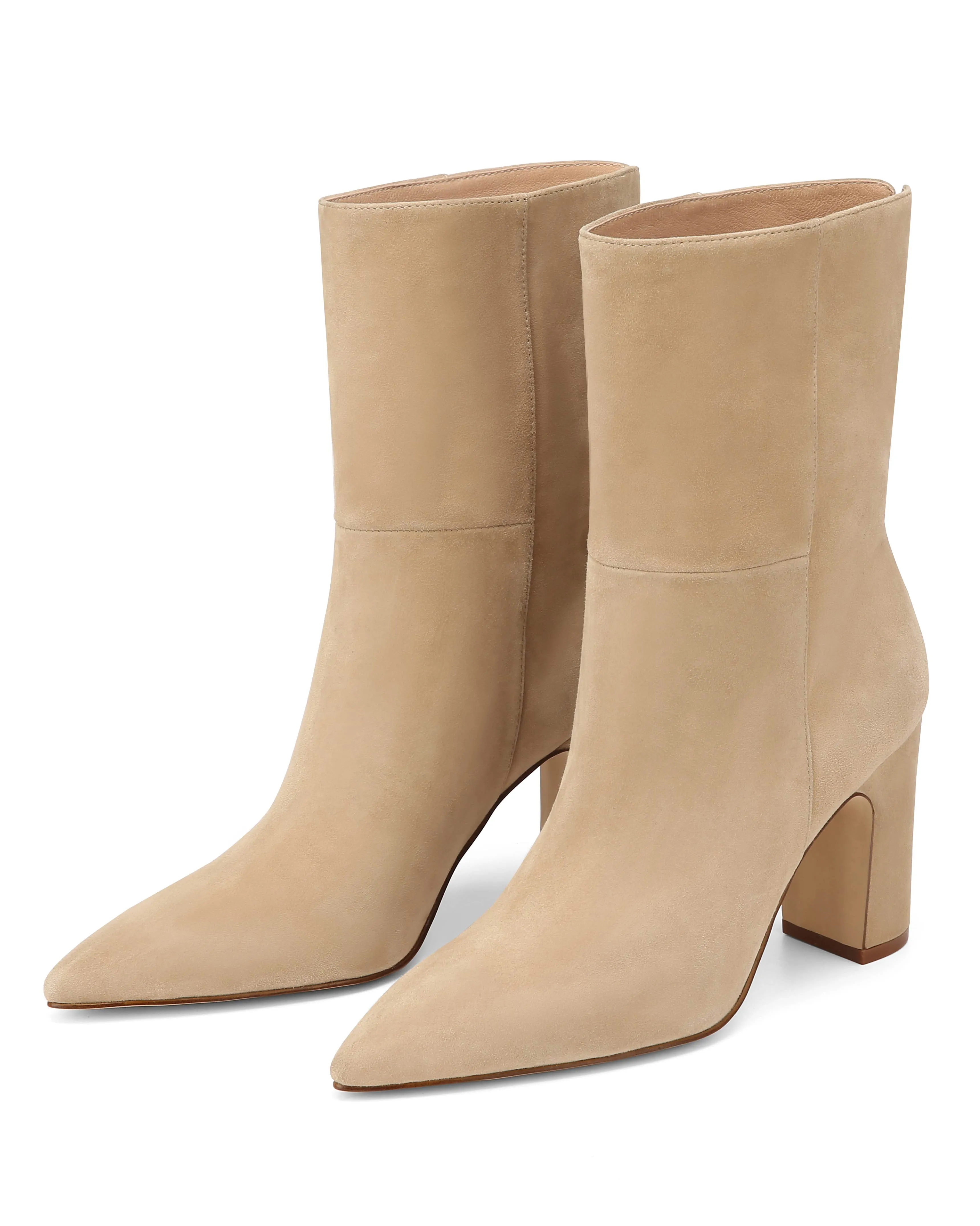 Aqua Ines Suede Toasted Almond Superior Design Block Heel