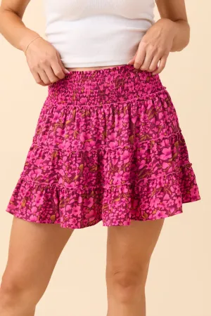 Through the Garden Pink Print Skort Leather Look Clean Cut