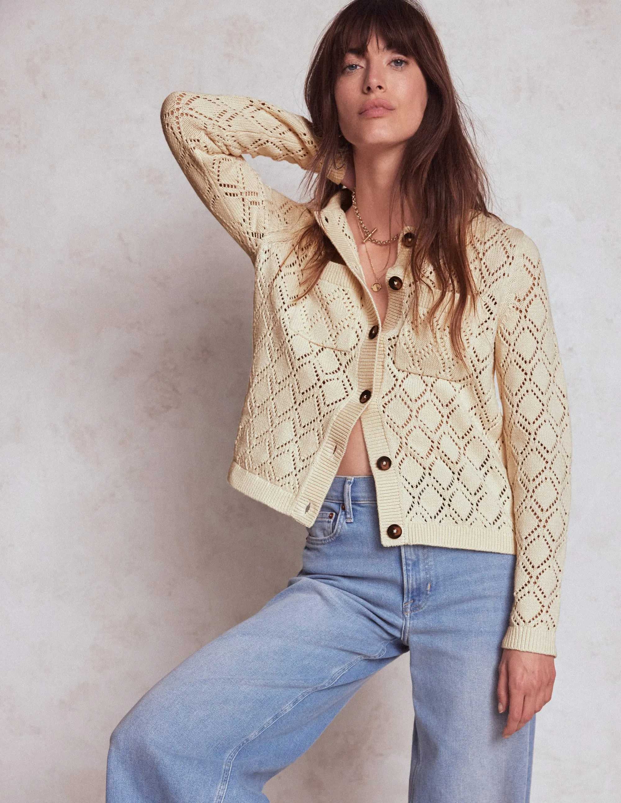 Astrid Knitted Shirt-Warm Ivory Colorfast Clothing
