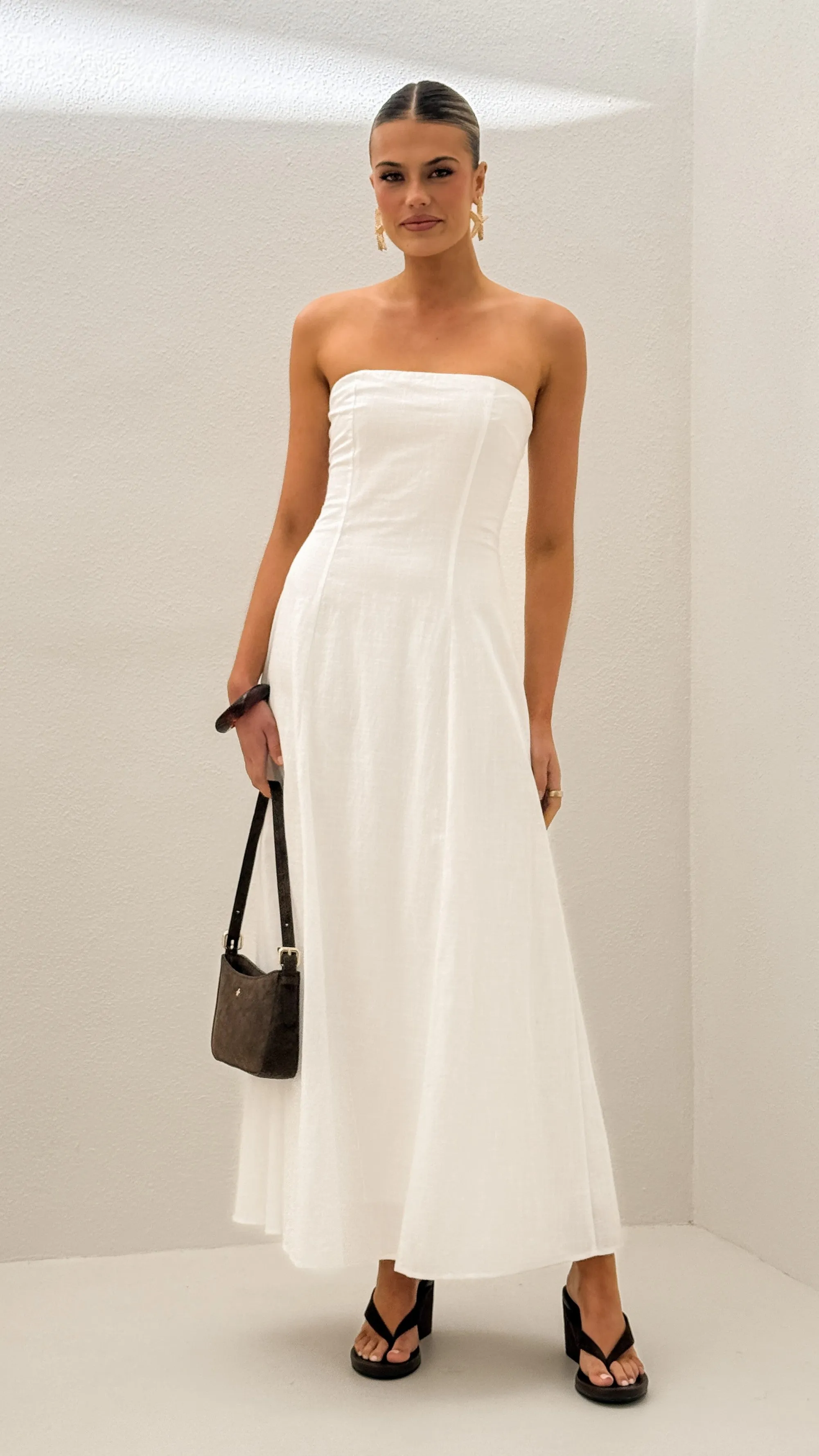 Light and Breezy Astrid Strapless Maxi Dress - White
