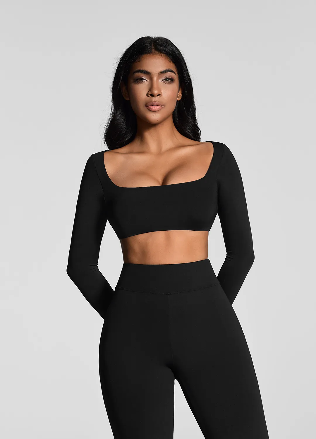 Plain fitness clothing Square Neck Crop Top