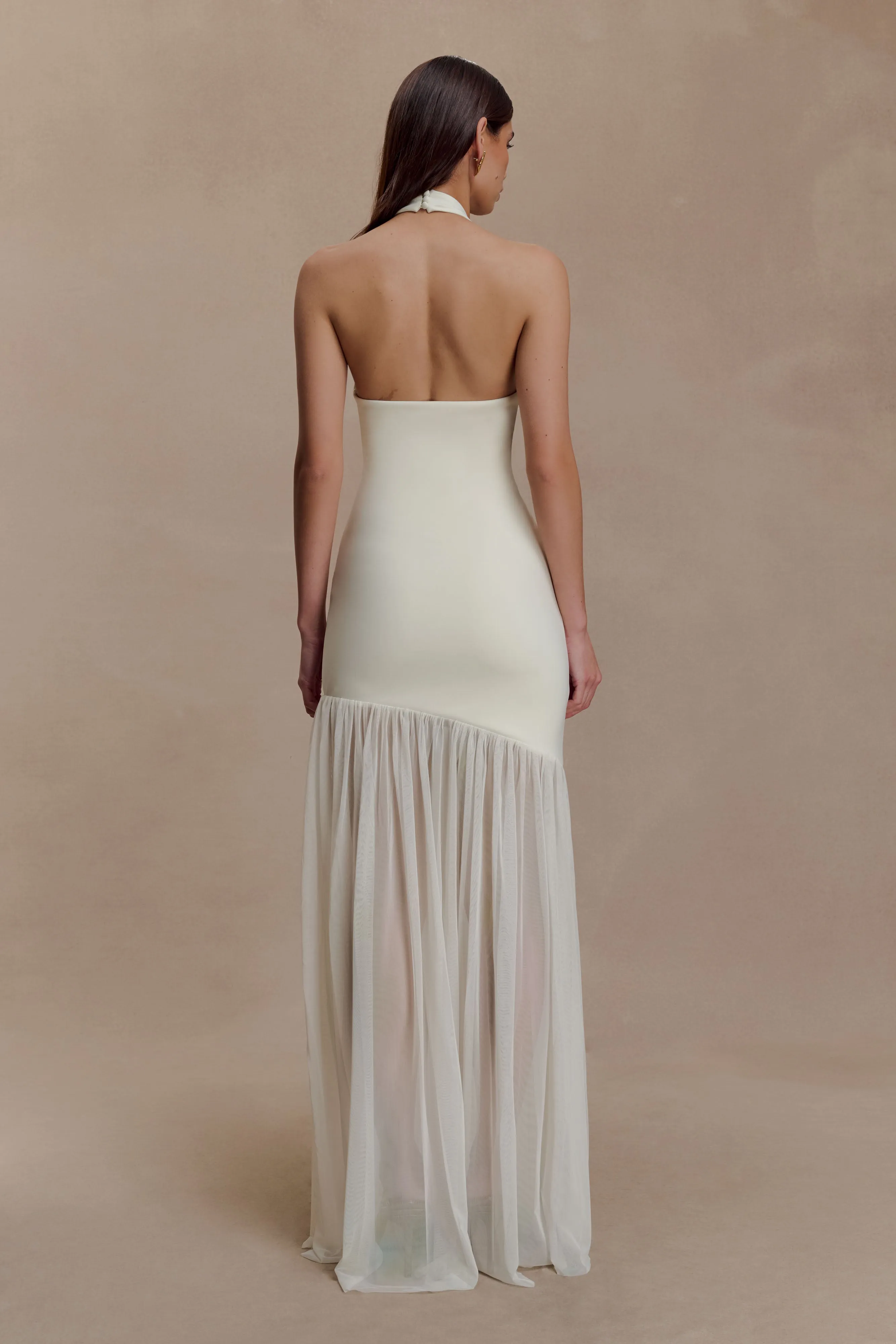 Versatile Wear Aubree Crepe And Mesh Maxi Dress - Ivory