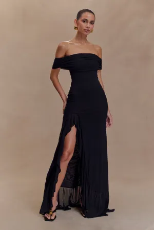 Audrey Off Shoulder Mesh Maxi Dress - Black Chill Lines Natural Wrap