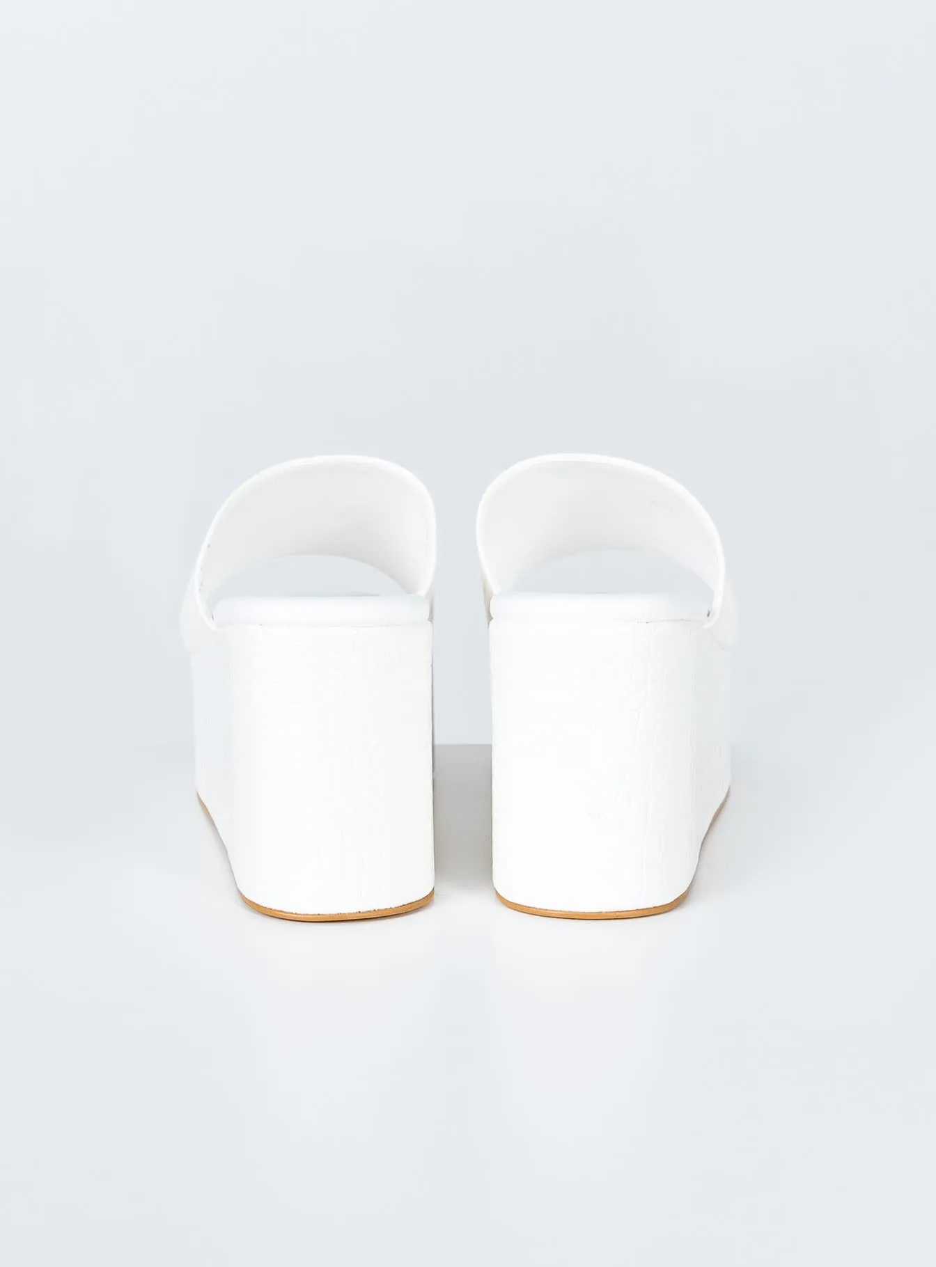 Austin Heels White Croc Teddy Heel Boots Slip-On Pumps