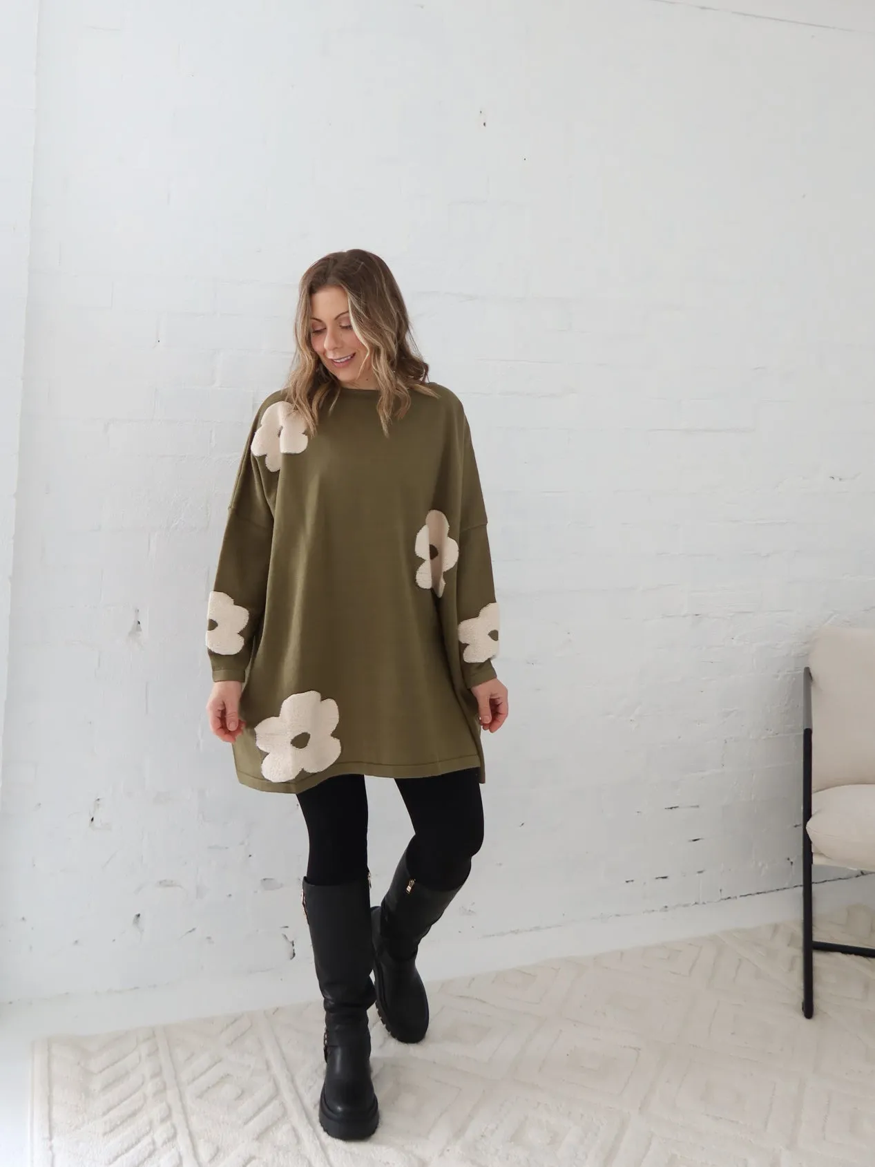 Avery Knit - Sage Flower Soft Ribbed Texture