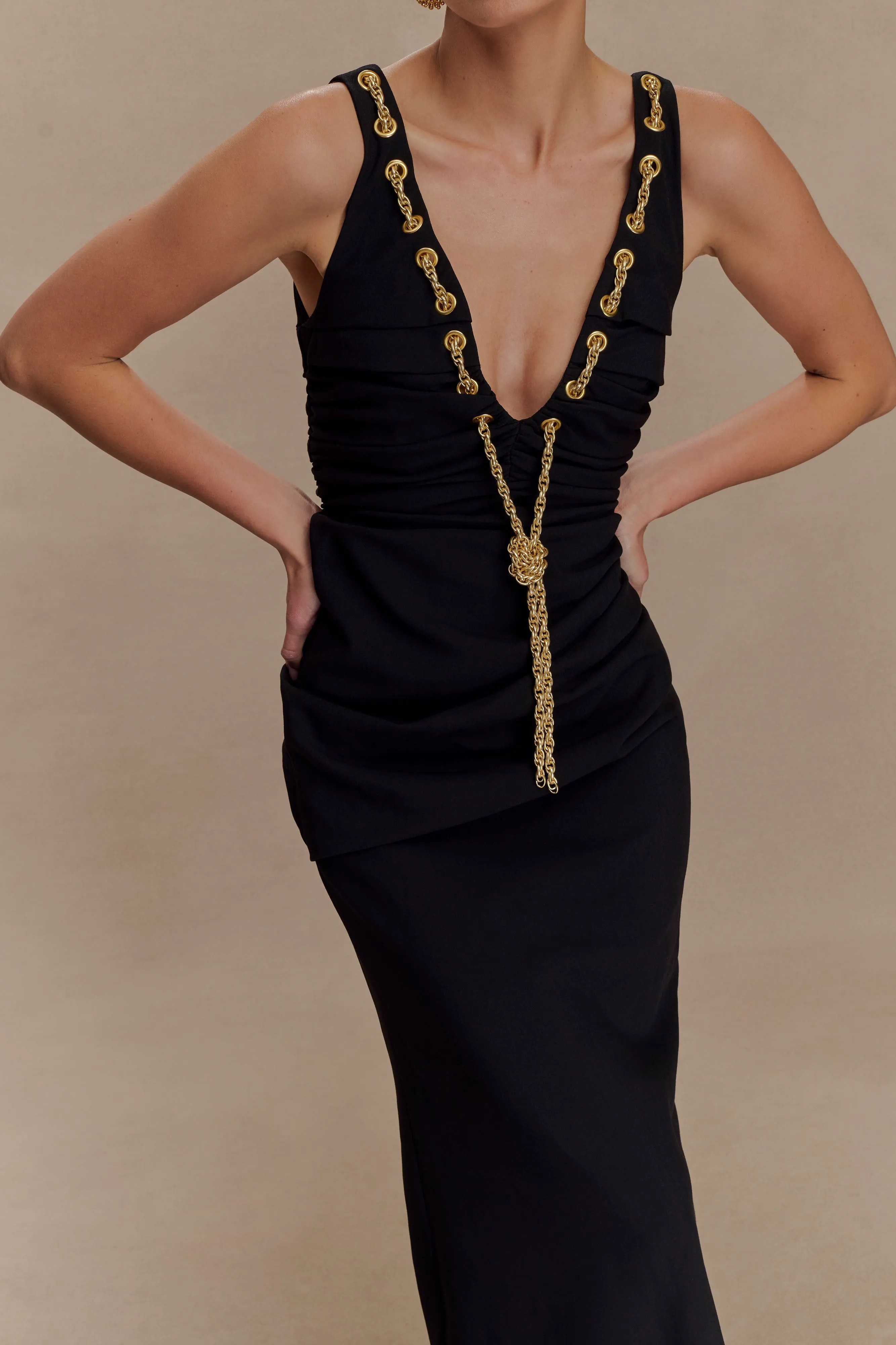 Versatile Design Axton Low Neck Maxi Dress - Black