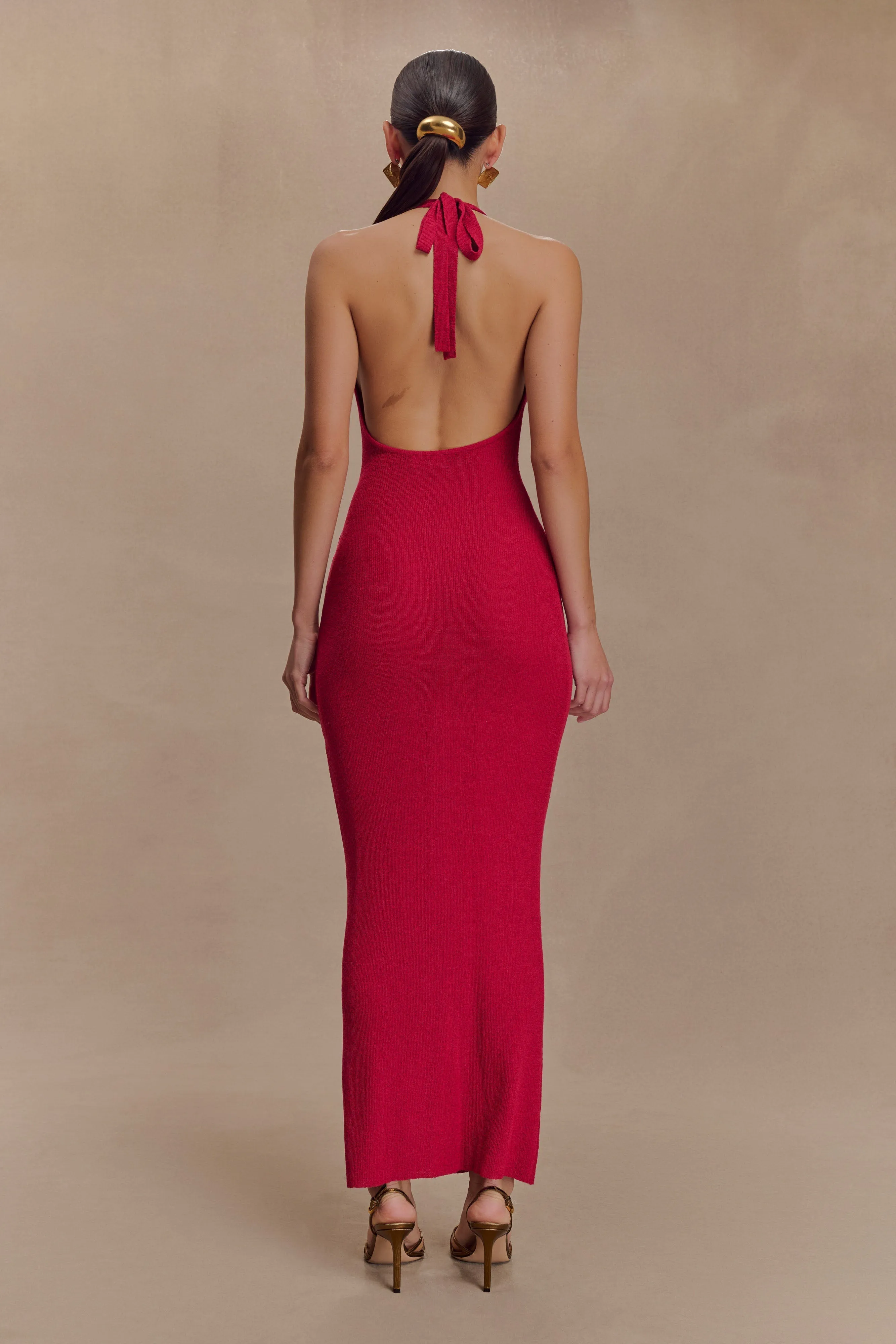 Ayella Cowl Knit Maxi Dress - Raspberry Guest Shine