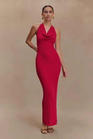 Ayella Cowl Knit Maxi Dress - Raspberry Elegant Flow Transitional-Wear