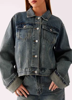 Everyday apparel Back Again Oversized Denim Jacket - Dirty Wash
