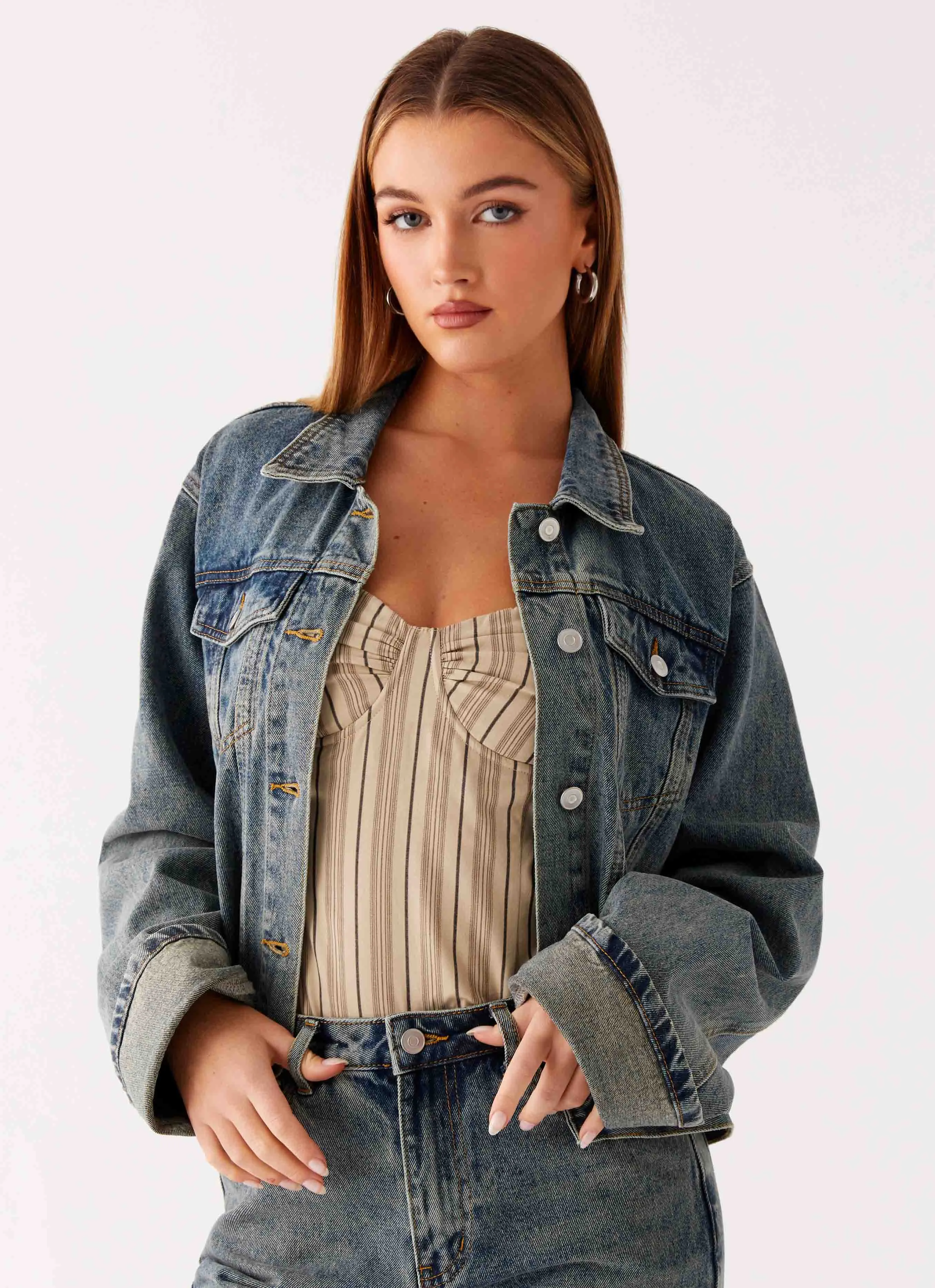 Lightweight Windbreaker Tech Back Again Oversized Denim Jacket - Dirty Wash
