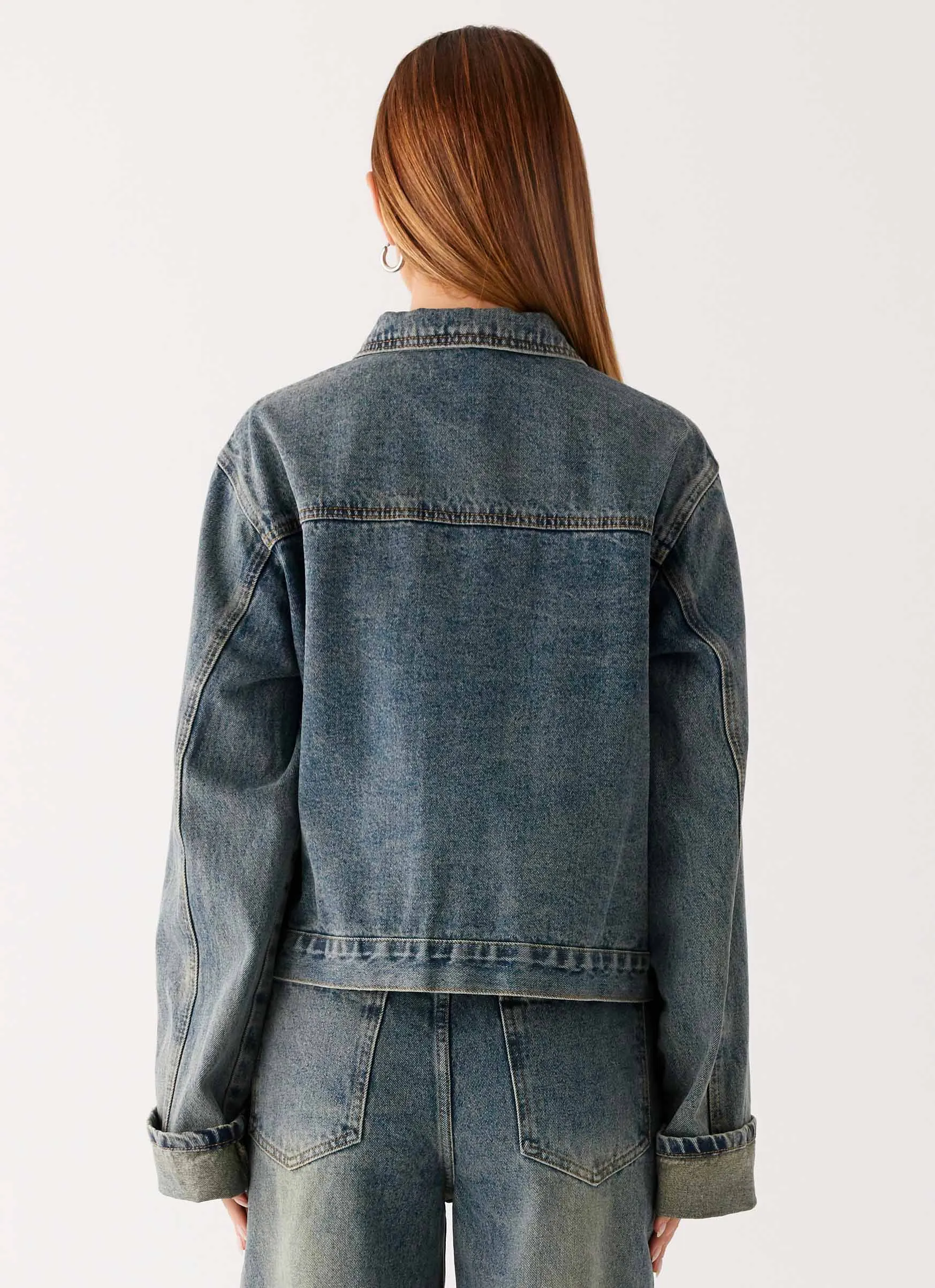 Oversized Fit Back Again Oversized Denim Jacket - Dirty Wash