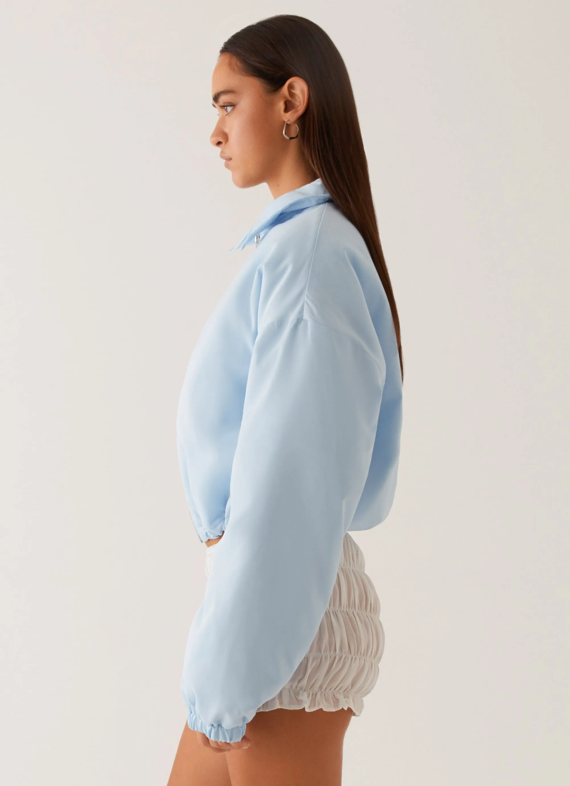 Baltimore Bomber Jacket - Pale Blue Compressed Packing Design Heat Retention Lining