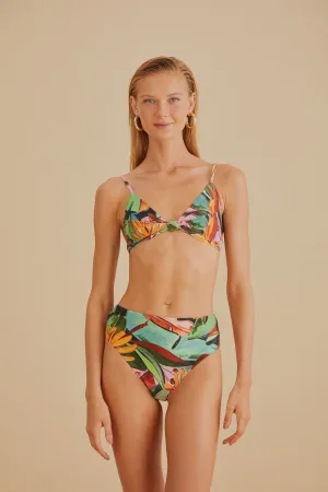 Banana Foliage Knot Bikini Top Easy Wear RipstopFabric