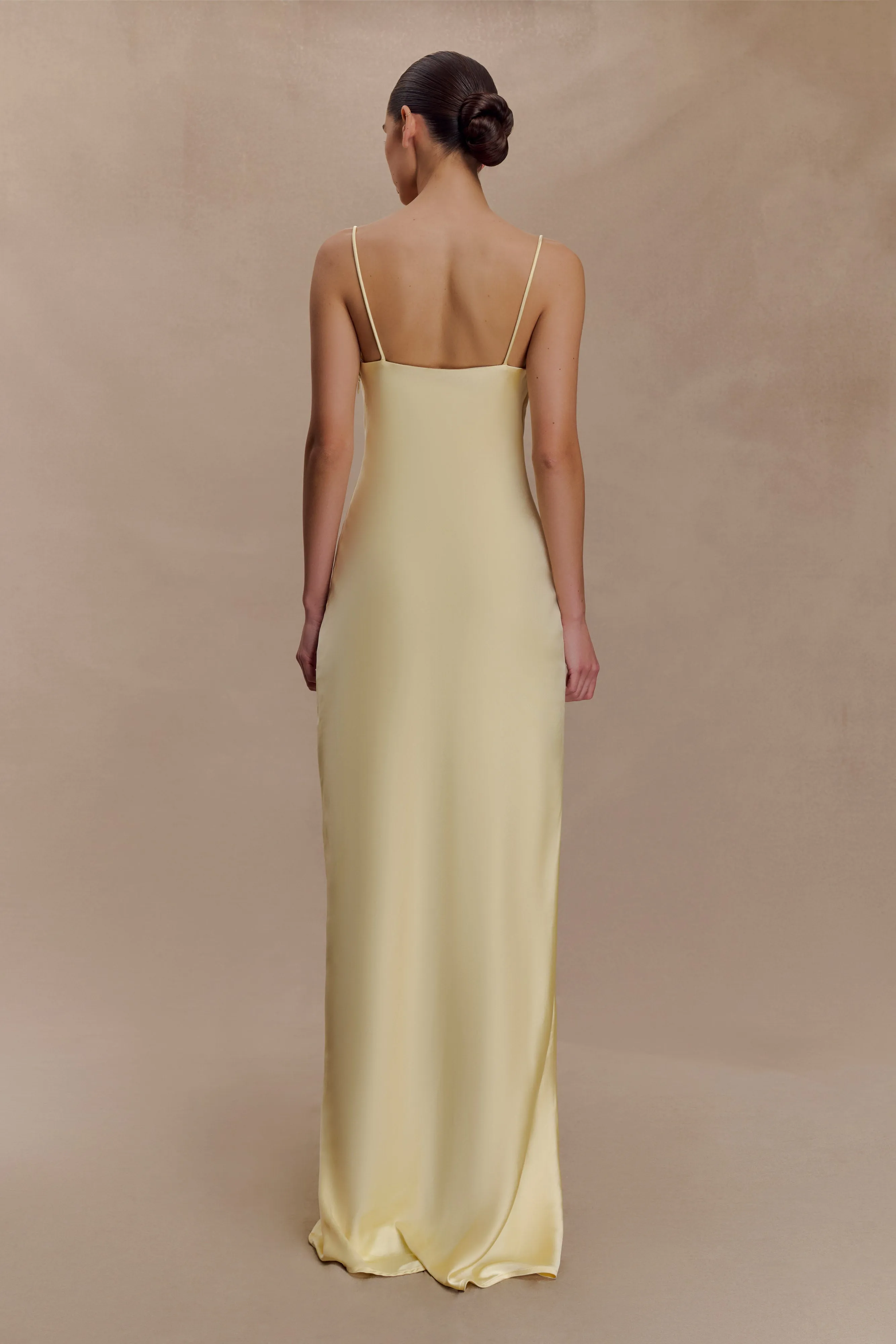 Dream Look Gentle Look Isadora Lace & Satin Maxi Dress - Lemon
