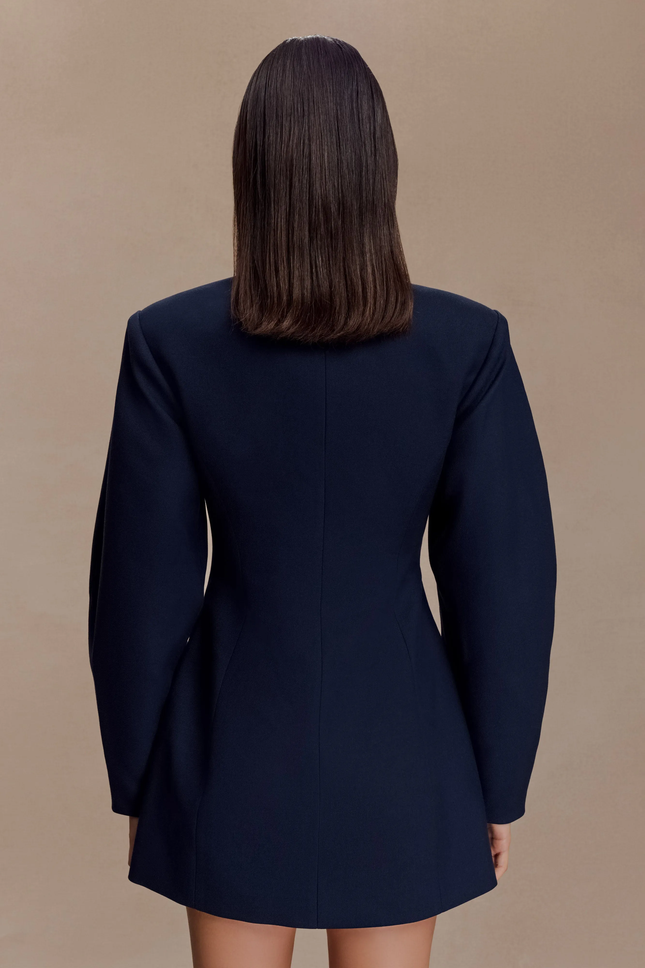 Flattering Cut Wear Easy Fit Beatrice Blazer Mini Dress - Navy