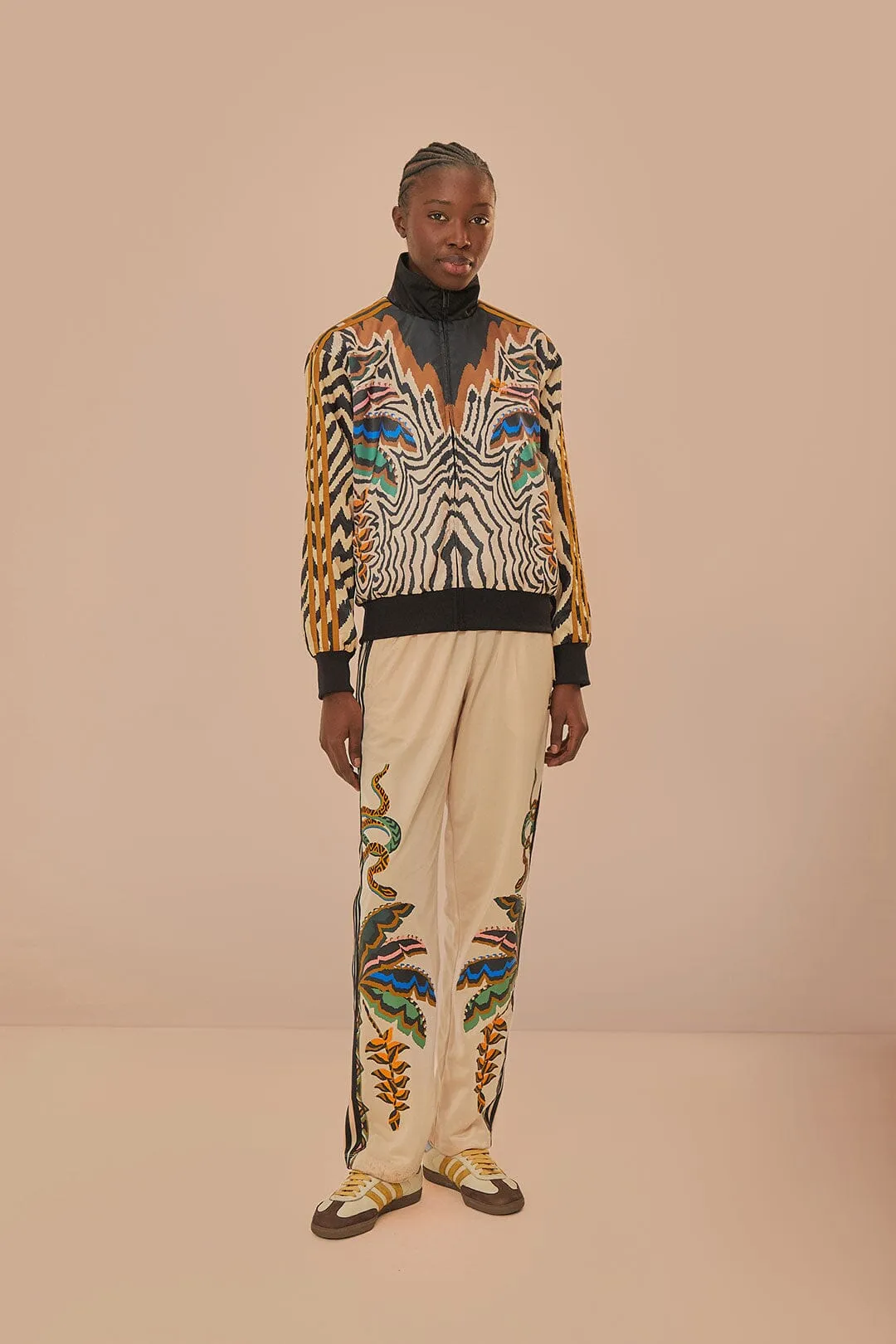 Beige Adidas Farm Rio Pants WindResistantMaterial High Waist