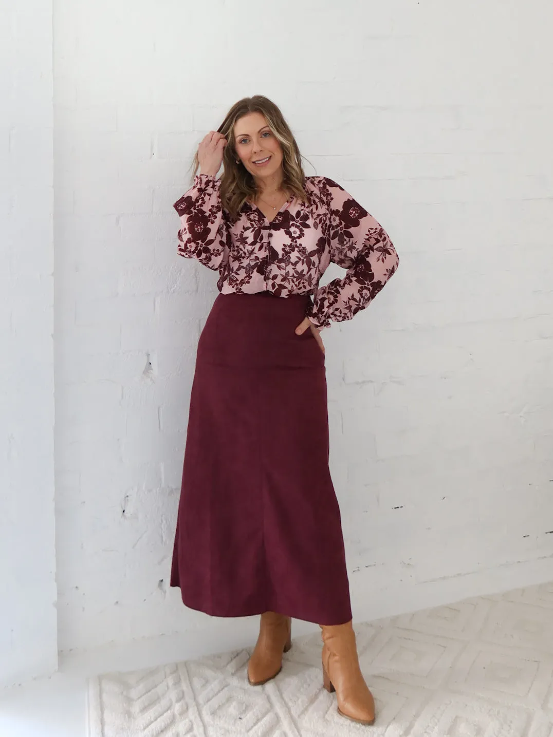Modern Design Bianca Skirt - Burgundy