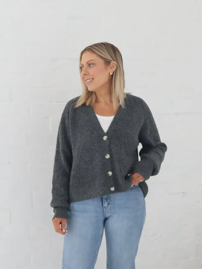 Quick Layer Dane Cardigan- Charcoal