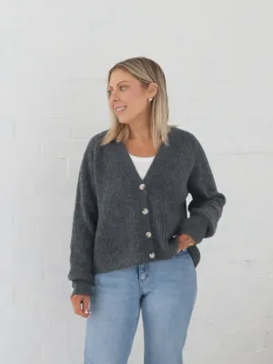 Quick Layer Dane Cardigan- Charcoal