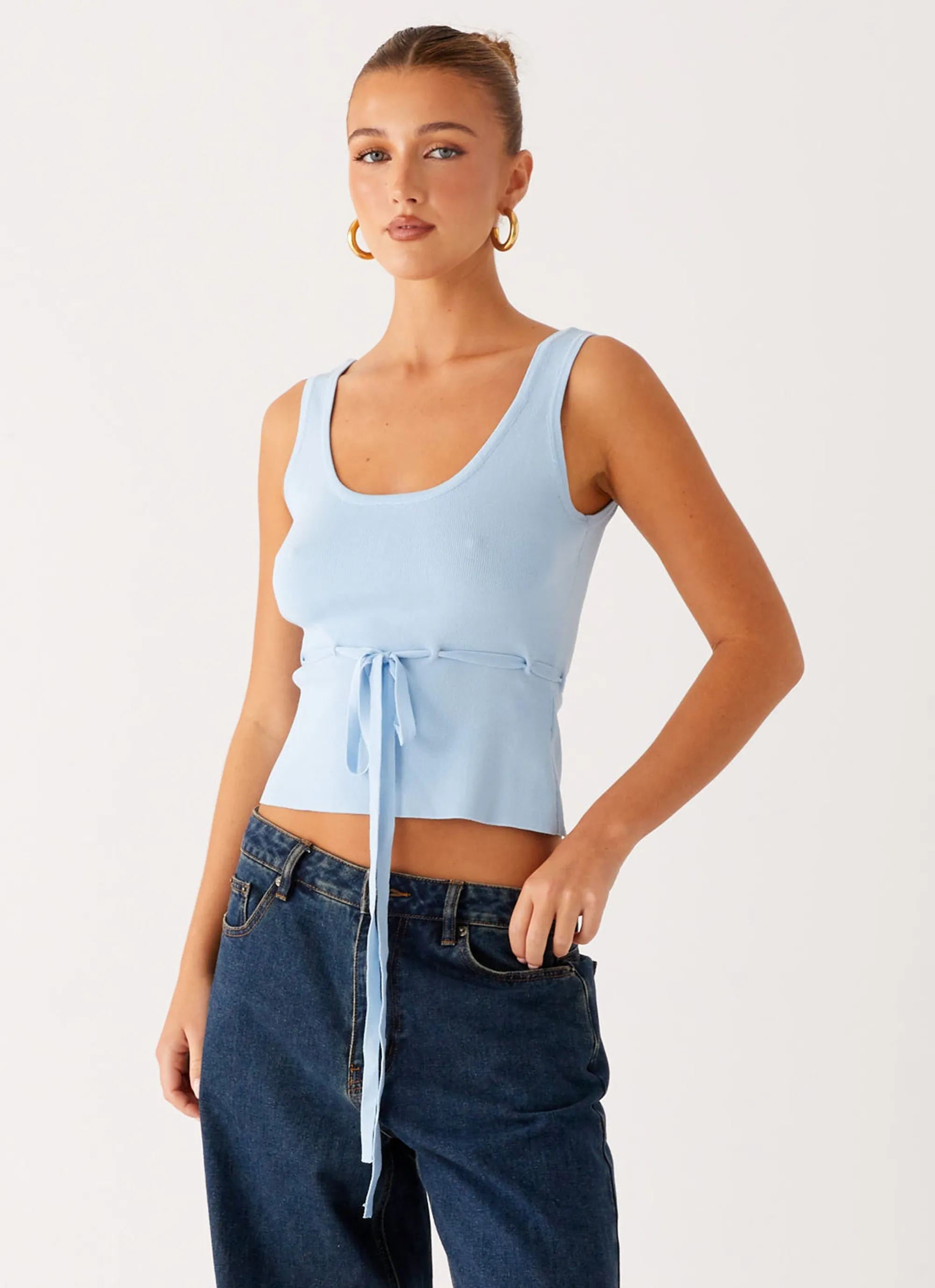 Chill Weather Simple Piece Macall Knit Tank - Blue