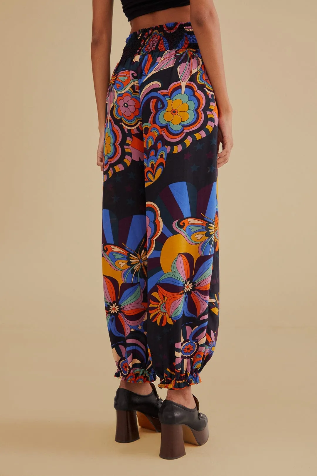 Black 70s Vibe Pants Full Coverage