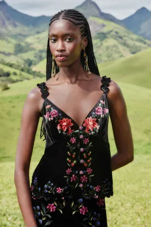 Black Belle Garden Scallop Sleeveless Top Push Edge