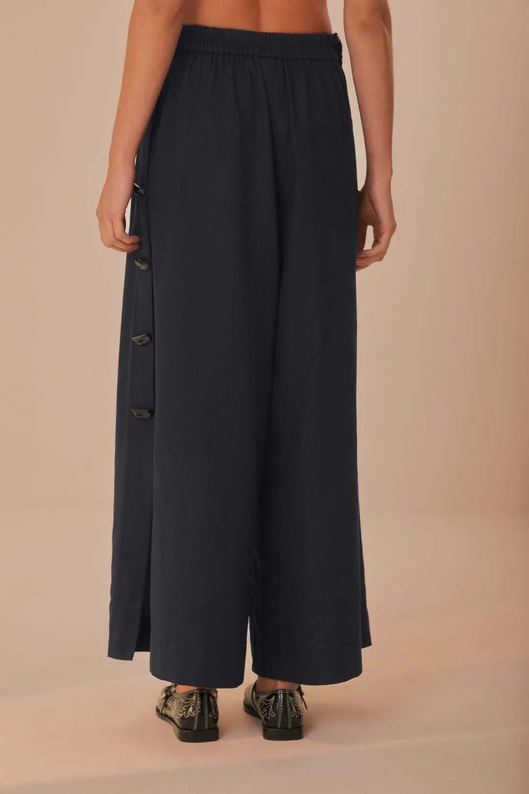 Timeless Comfort Wear Black Button Pants