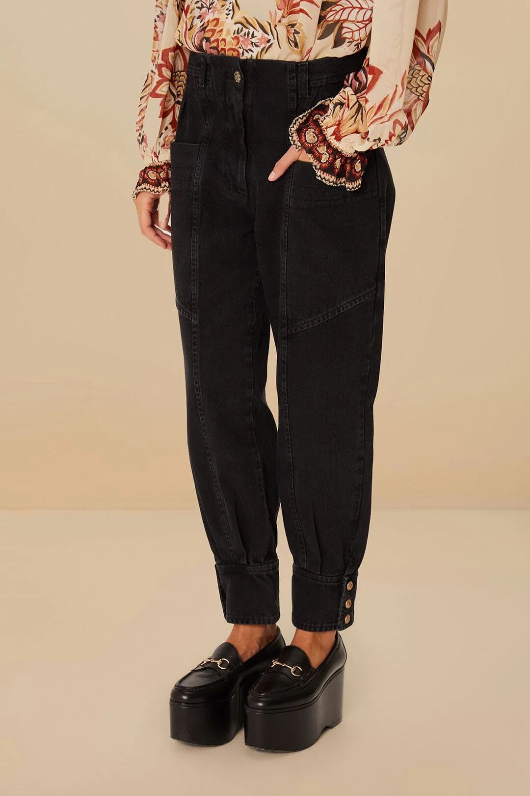 Black Denim Pants AbrasionResistantFabric