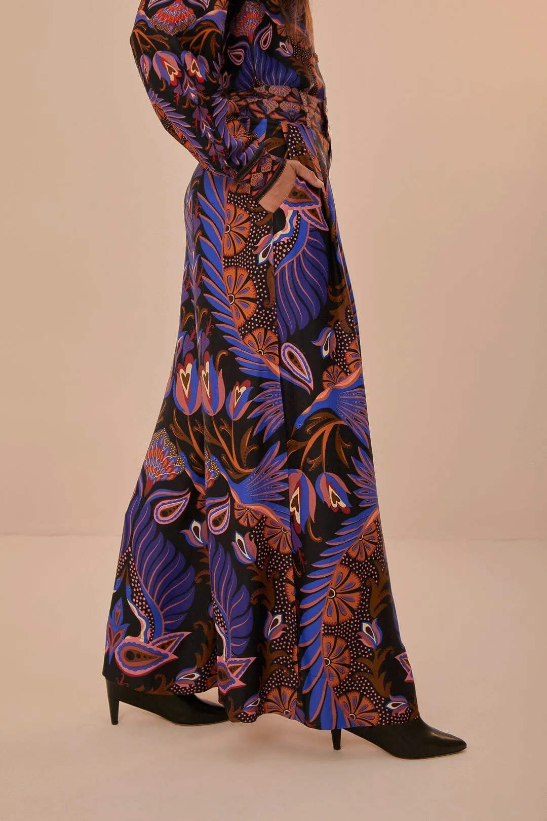 Black Heart Forest LENZING? ECOVERO? Viscose Wide Pants Breathable Base Comfortable Wear