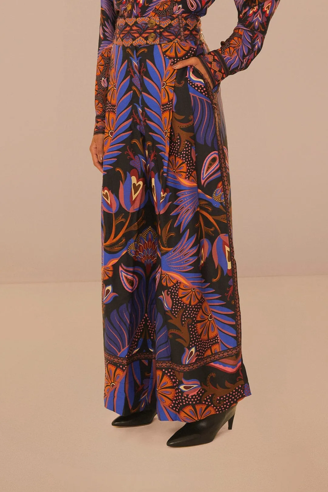 Slim Stretch Fit Versatile Comfort Wear Black Heart Forest LENZING? ECOVERO? Viscose Wide Pants