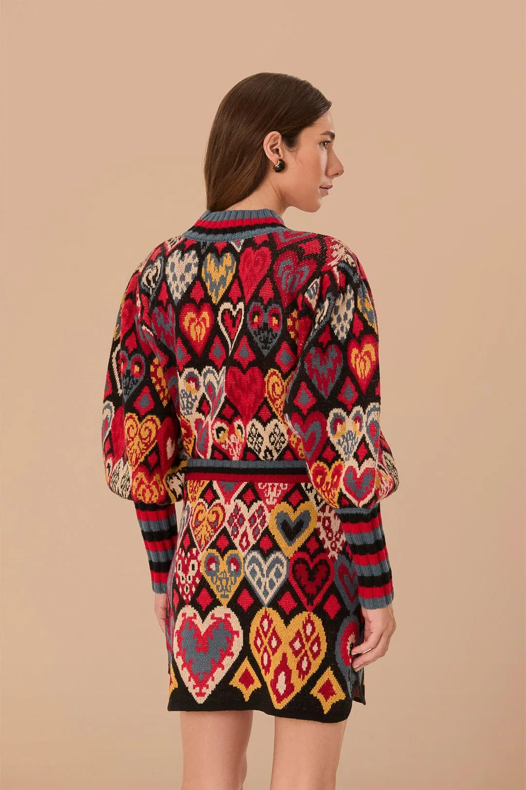 Black Hearts Ikat Knit Skirt Sustainable Innovation Quilted Texture