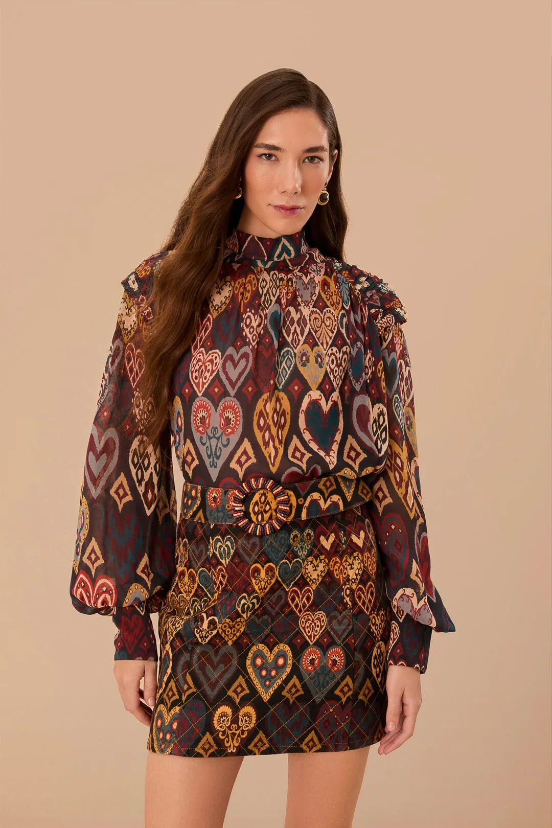 investment piece Black Hearts Ikat Mini Skirt