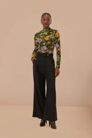 Black Hight Waisted Pants Slim Stretch Comfy Wardrobe