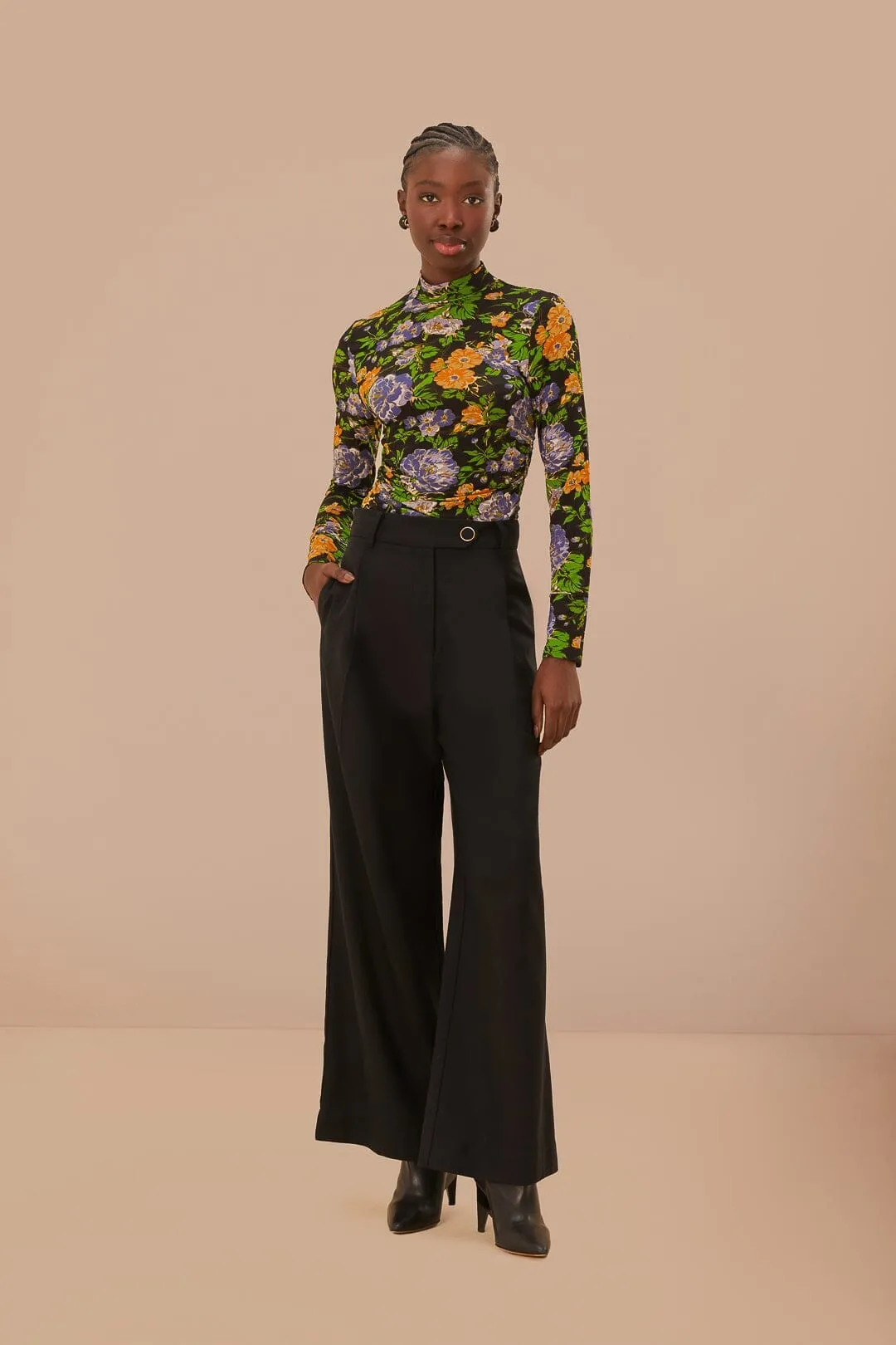 Black Hight Waisted Pants Slim Stretch Comfy Wardrobe