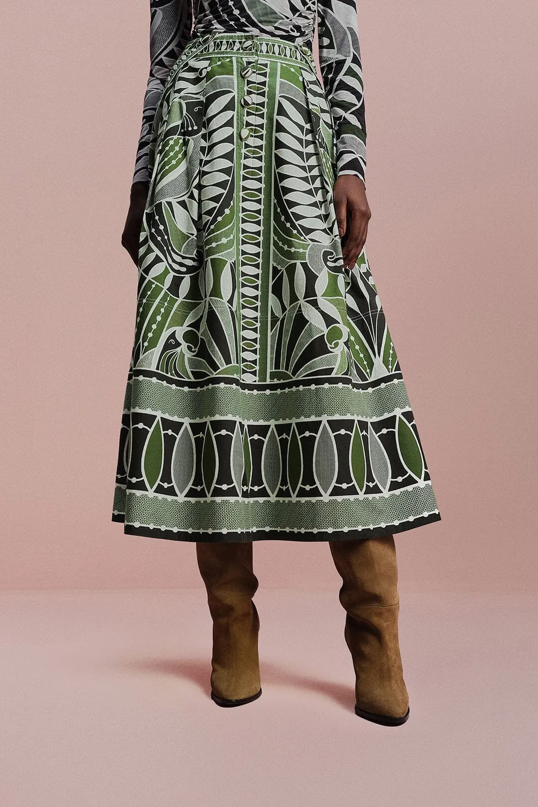 Thermal Regulating Reinforced Hems Black Lace Nature Maxi Skirt