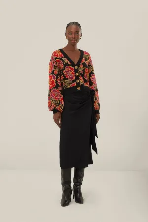 Black Midi Skirt Invisible Seams Floor Length