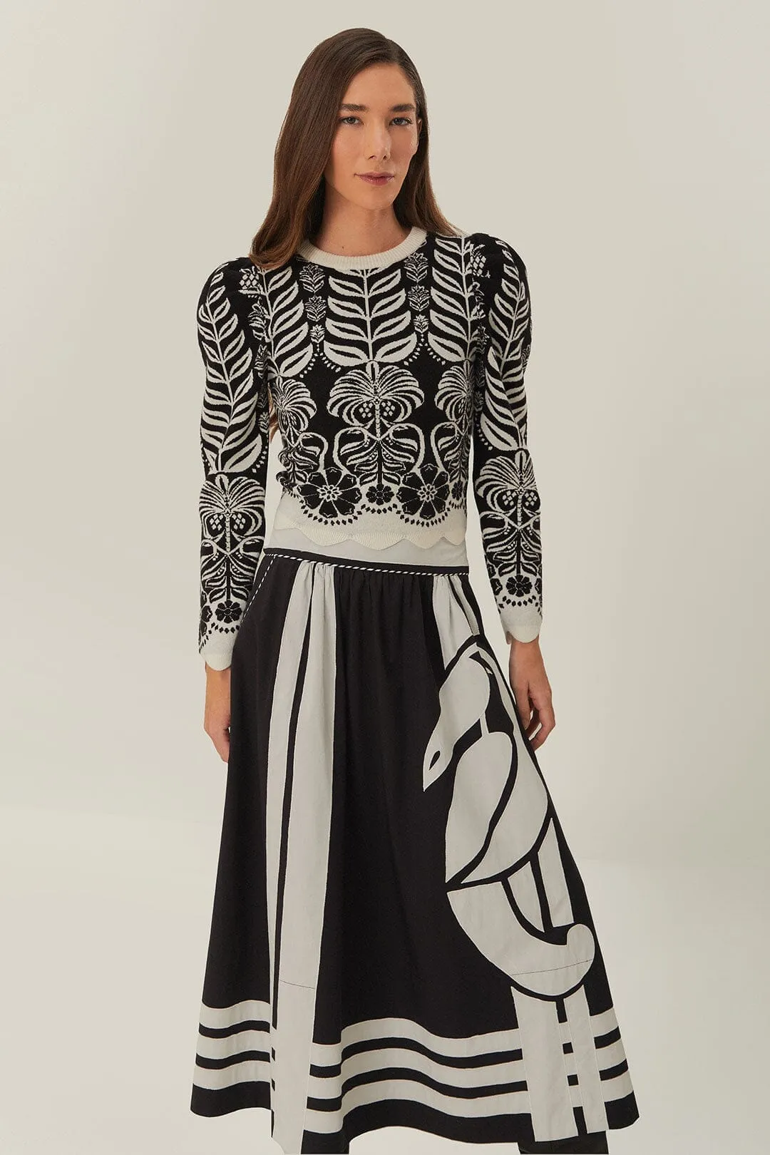 Clean Fit Cozy Edge Black Nature Midi Skirt