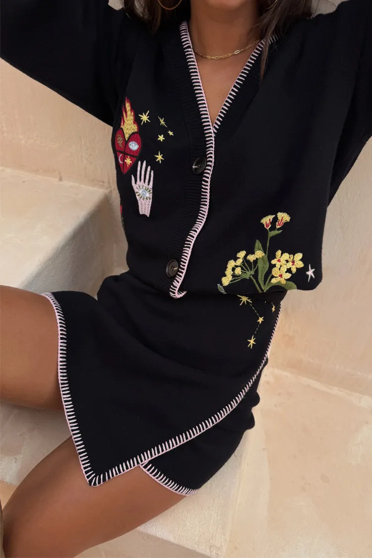 Black Night Garden Mini Wrap Skirt Photoshoot Ready