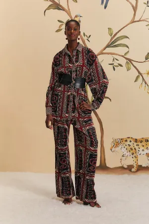 Black Snake Scarves Pleated Pants All Day Fit