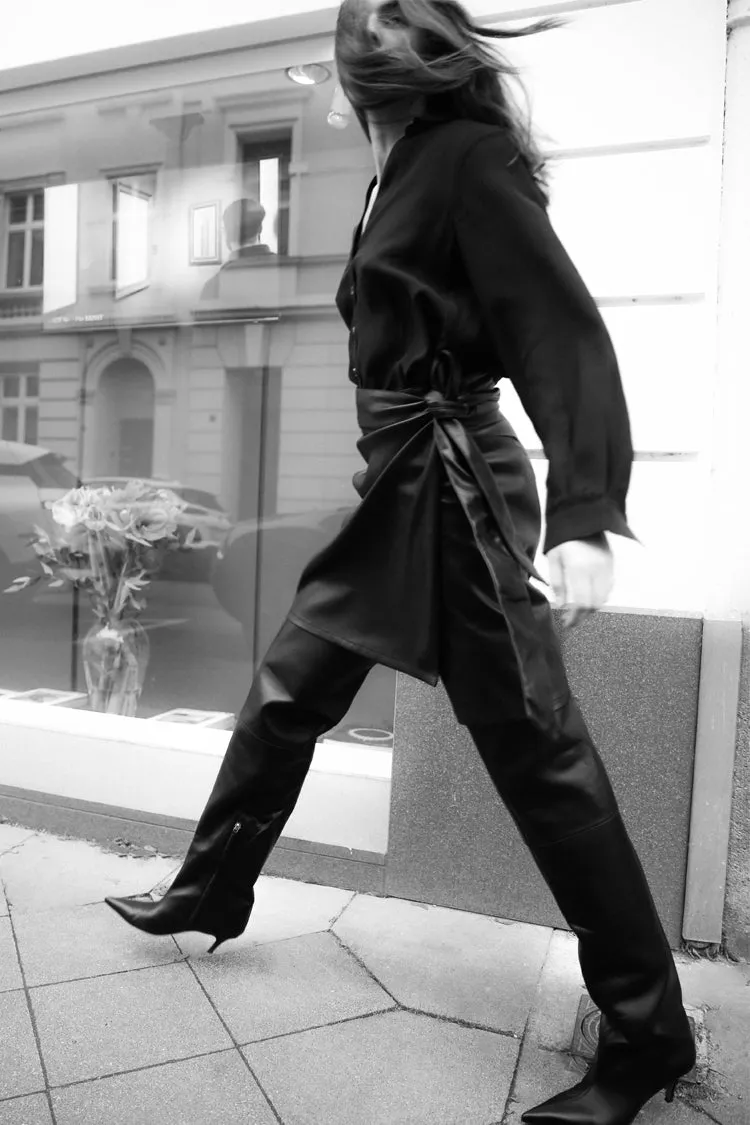 Black Vegan Leather Mini Jaspre Skirt Smart Comfort