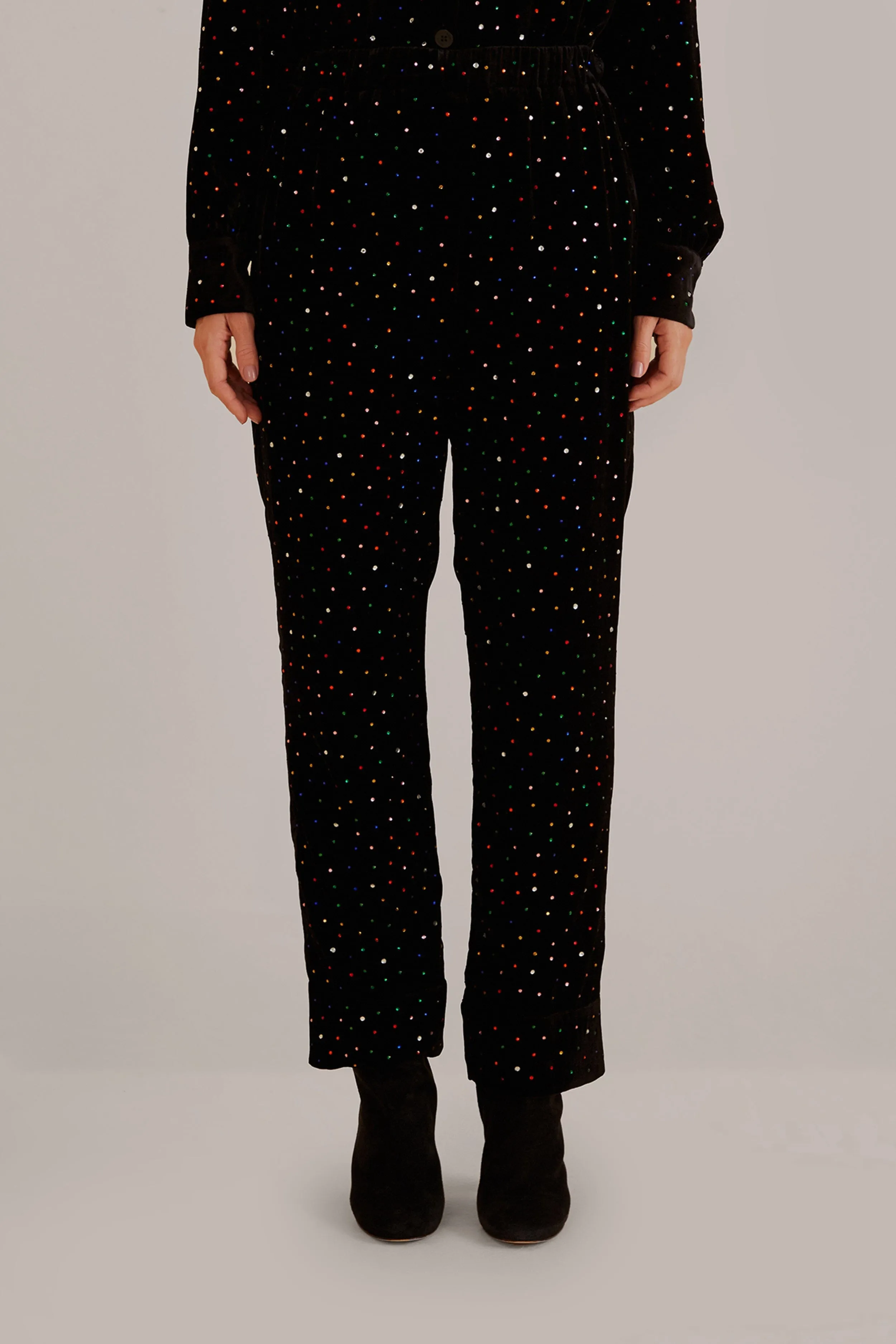 Comfortable Layering Black Velvet Pants