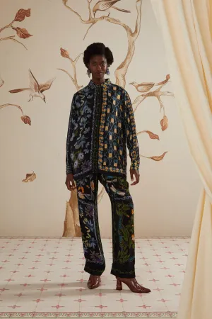 Stretch Fit Minimal Stretch Fit Black Winter Garden Pajama Pants