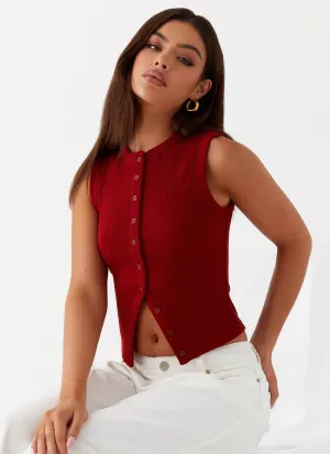 Blair Buttoned Tank Top - Ribbed Knit Fresh Warmth