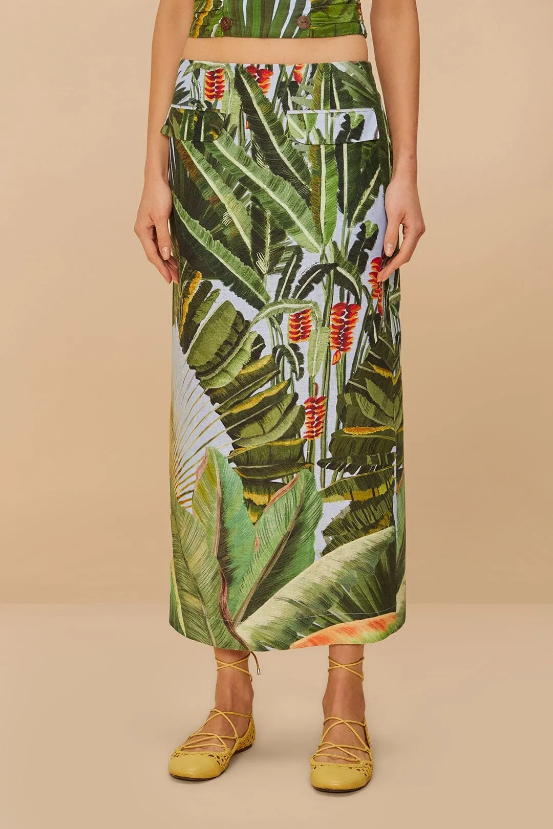 Blue Amazonia Forest Euroflax? Premium Linen Maxi Skirt Outfit Mood