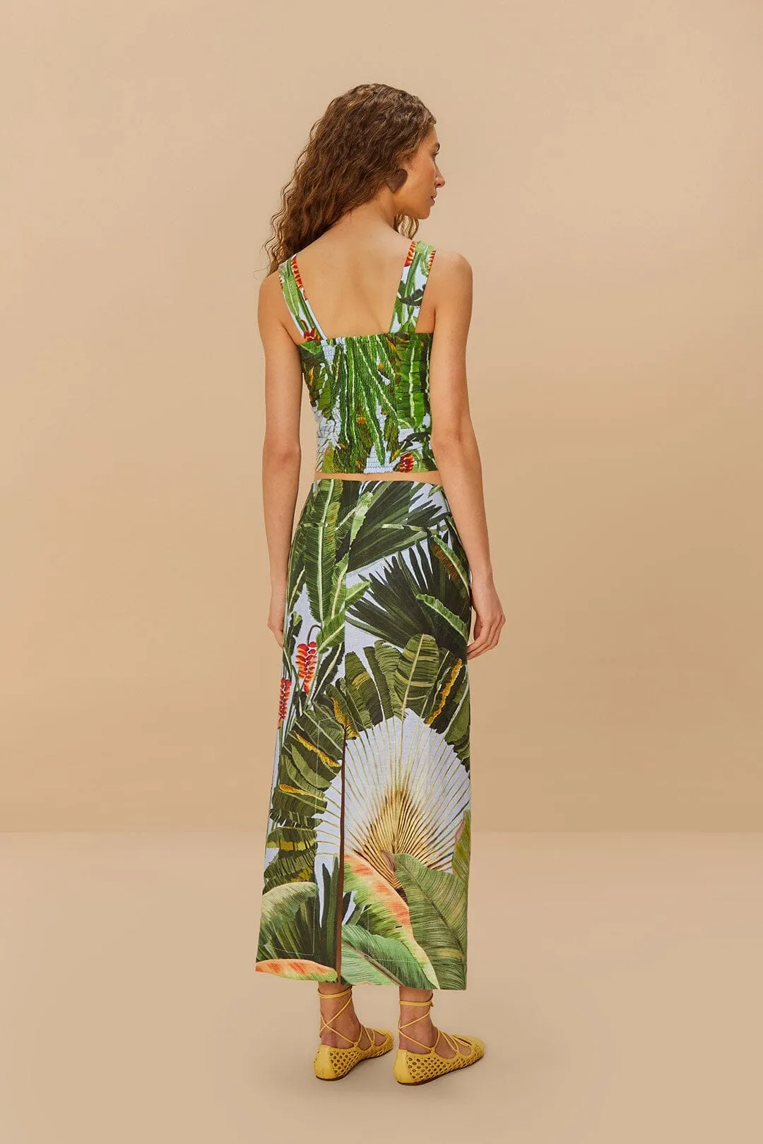 muted tone Blue Amazonia Forest Euroflax? Premium Linen Maxi Skirt