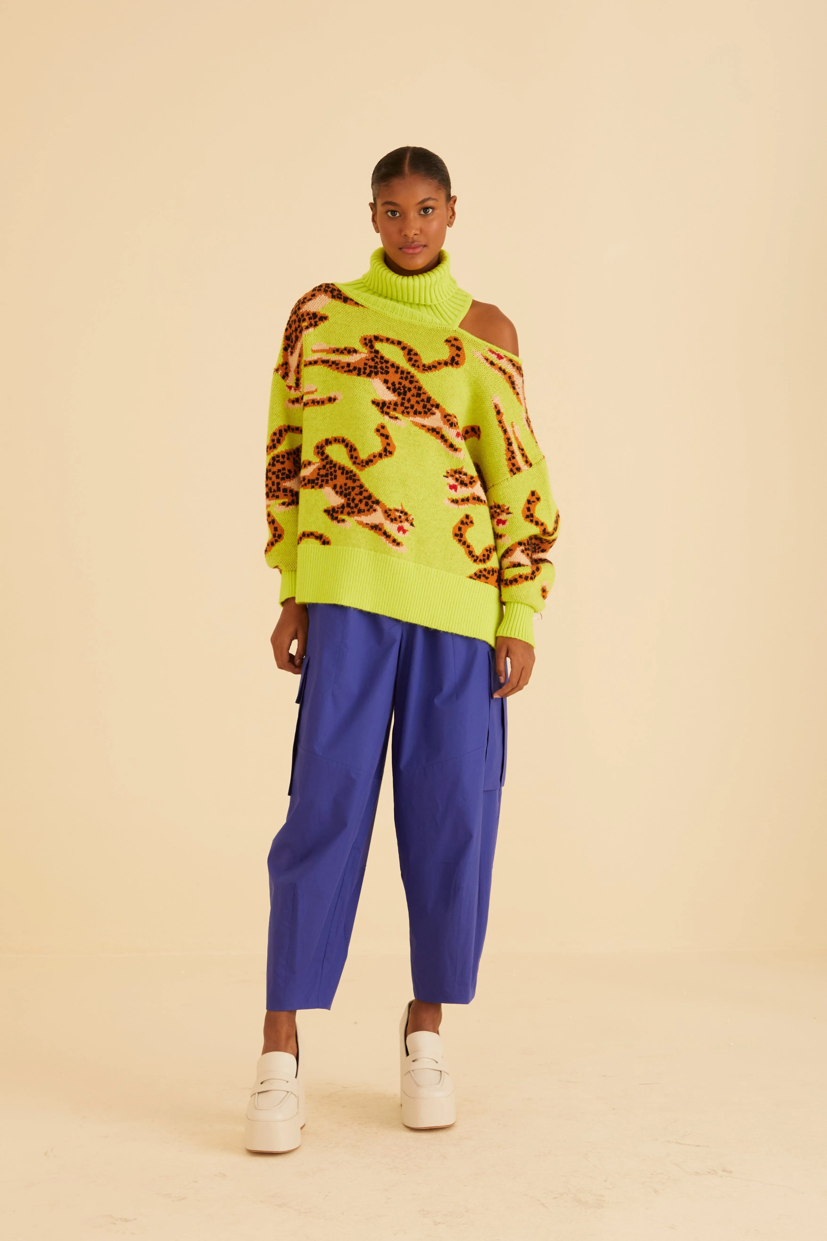 No Ride Fit Linen blend Blue Cargo Pants