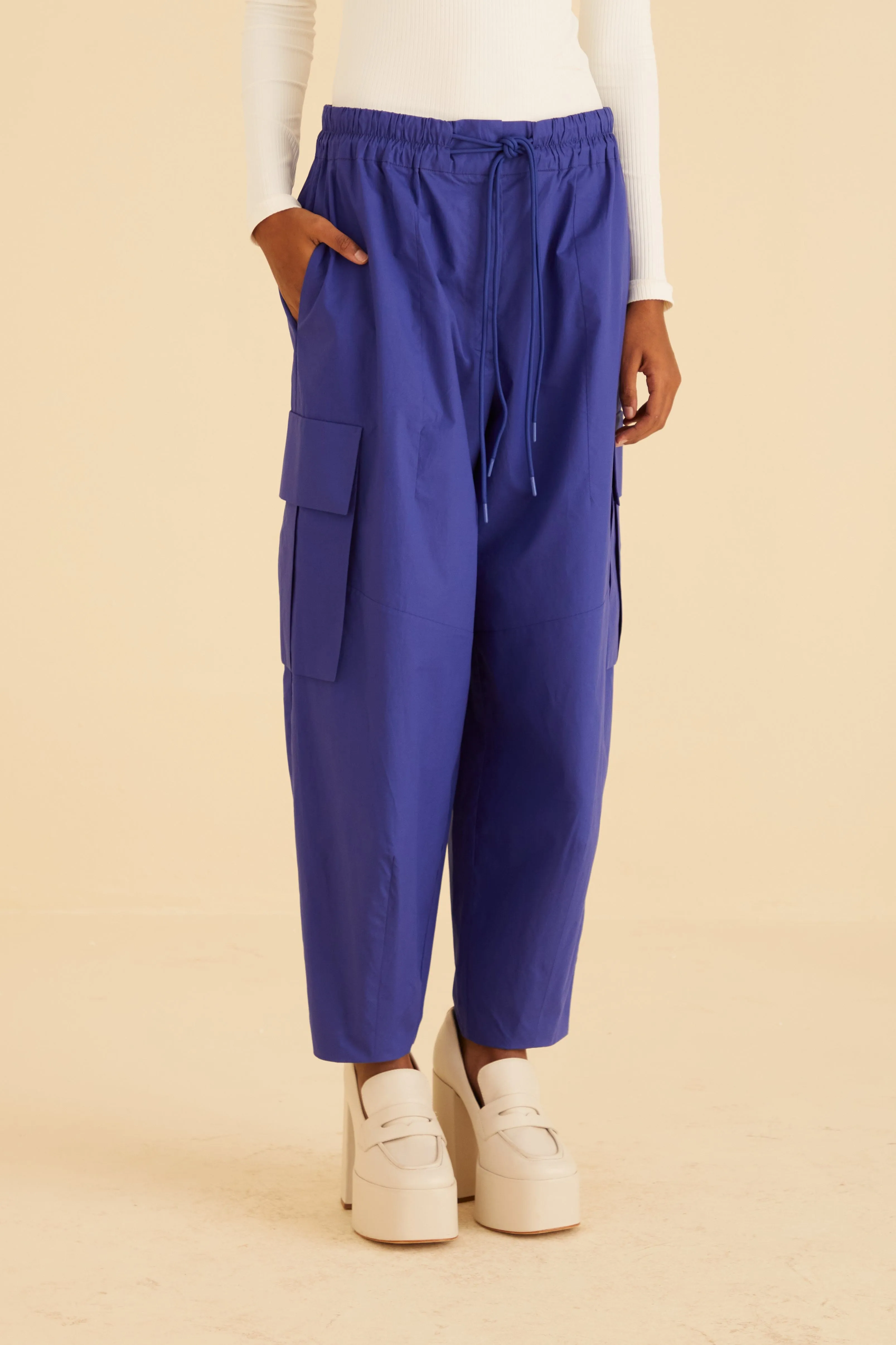 Light Reflective Details Smart Look Blue Cargo Pants