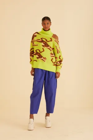 No Ride Fit Linen blend Blue Cargo Pants