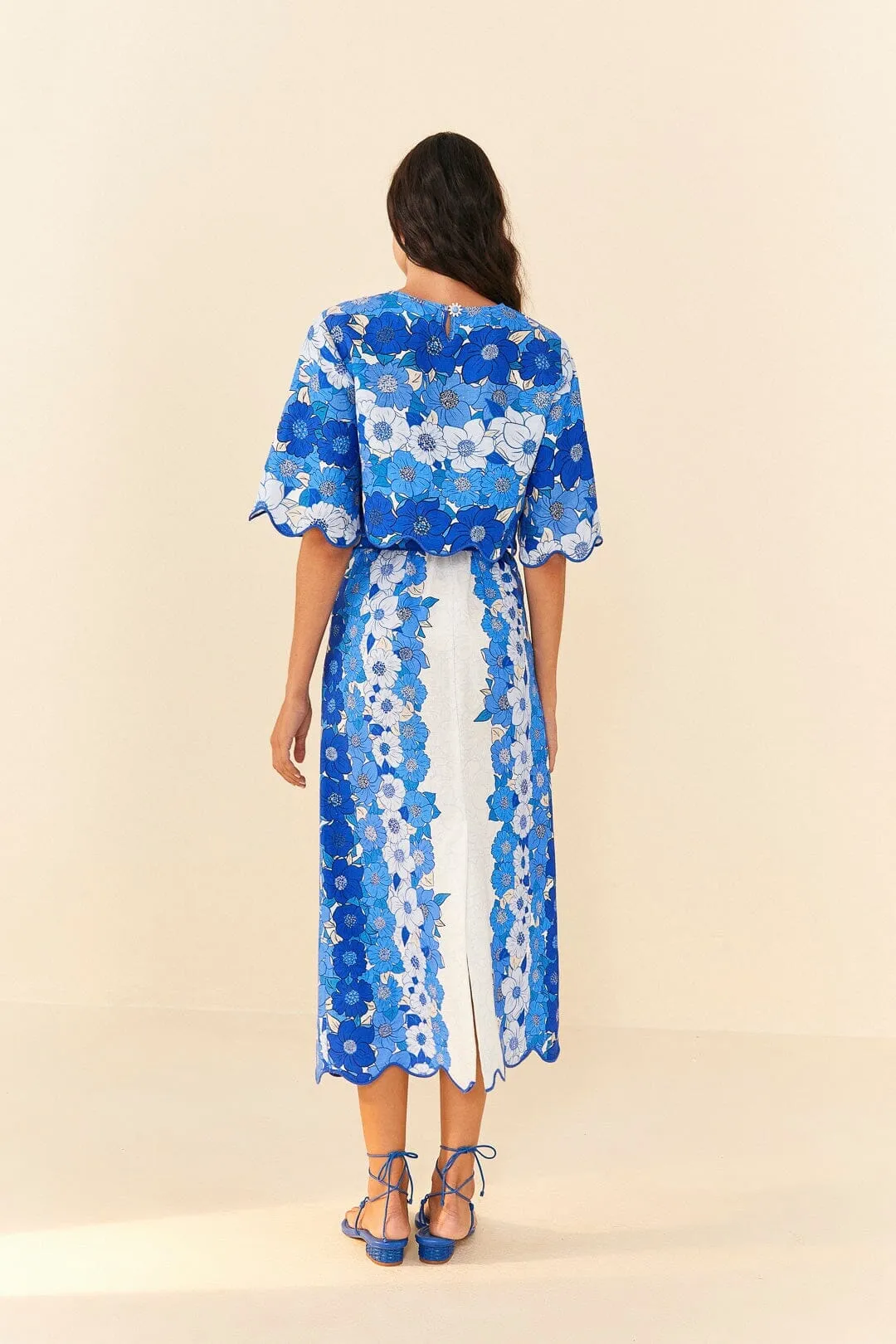 Blue Flower Stripes Crop Top DoubleStitched StaticFree Lining